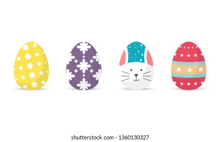 Colorful easter eggs, Easter eggs isolate on white background, Easter eggs vector illustration