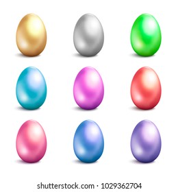 Colorful Easter eggs isolated on white background. Vector illustration Happy Easter day vector clip art for your design project