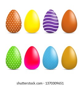 Colorful Easter Eggs isolated on white background. Vector illustration