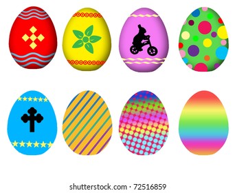 Colorful Easter eggs isolated in white background, vector illustration