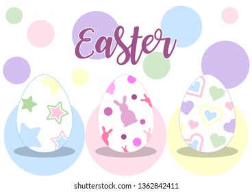 Colorful and Easter eggs with the name of event on lights multi colors isolate on white background. Easter holiday in vector design 