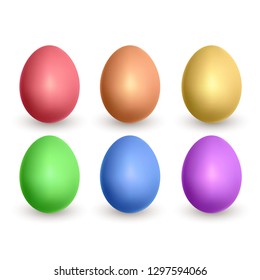 Colorful Easter eggs on a light background, realistic illustration