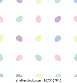 Colorful Easter eggs on white background. Simple seamless pattern.