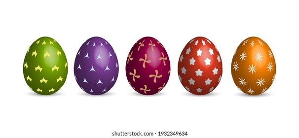 Colorful easter eggs on white background. Vector illustration.