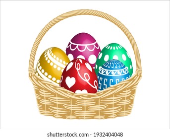 Colorful easter eggs on white background. Vector illustration.
