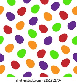 Colorful Easter eggs on white background. Seamless vector pattern. Flat vector illustration. Ideas for celebrating Easter designs, creative decorations, greeting cards, prints, papers, wrappings, web.