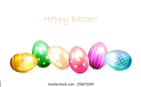Colorful Easter eggs on white background, illustration.