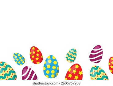 Colorful of easter eggs on a white background.