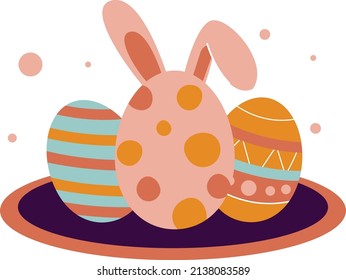 Colorful Easter eggs in a plate