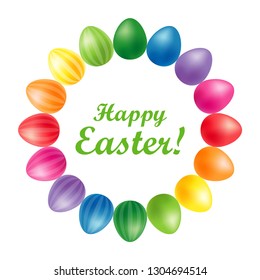 Colorful Easter Eggs. Realistic vector illustration. Happy Easter! Holiday background. Can be used for wallpaper, textile, invitation card, wrapping, web page background.