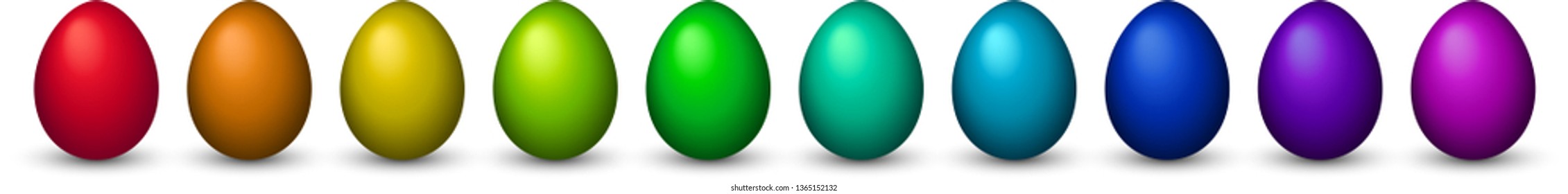 colorful easter eggs row panorama