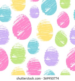 Colorful easter eggs seamless background. Brush strokes design vector illustration pattern. Holiday greeting card poster brochure cover texture.