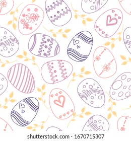 Colorful easter eggs seamless pattern background.