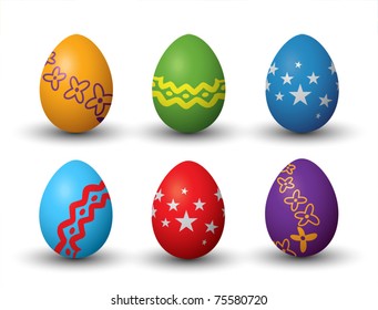 colorful easter eggs set
