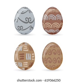 Colorful easter eggs set collection, vector illustration. Easter eggs for Easter holidays design isolated on white background.