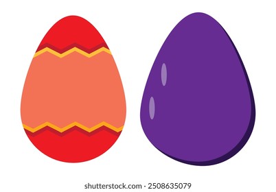 Colorful Easter eggs set doodle style. Easter Eggs with colorful ornament pattern. Happy easter eggs decoration patterns on white background. 