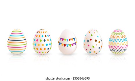 Colorful Easter Eggs Set Vector Illustration Stock Vector (Royalty Free ...