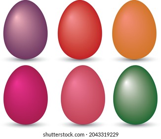Colorful easter eggs. Six painted Easter eggs. Easter spring eggs