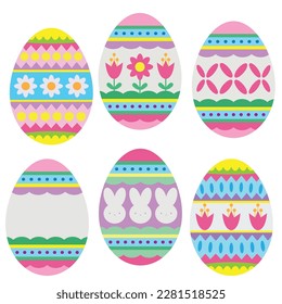 Colorful Easter eggs vector cartoon illustration