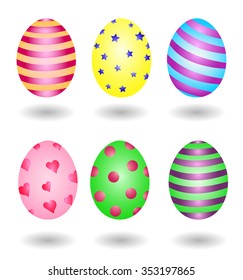 Colorful Easter eggs, vector illustration on white background