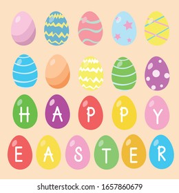 Colorful easter eggs vector with patterns isolated on pink background.Vector illustration.