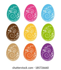 Colorful Easter eggs. Vector set.