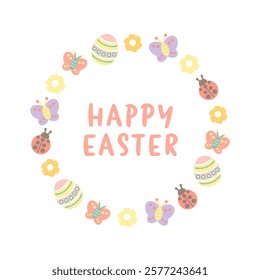 Colorful easter frame illustration material