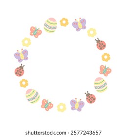 Colorful Easter frame illustration material (no text)