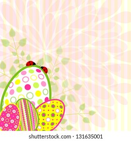 Colorful Easter holiday illustration on flower background