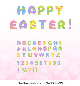 Colorful Easter letters, numbers and punctuation marks