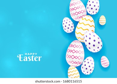 colorful easter pattern egg in blue background