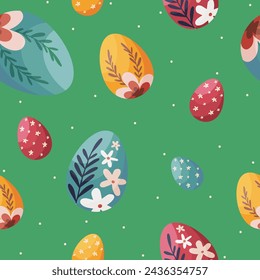 colorful easter pattern, easter seamless background with painted eggs