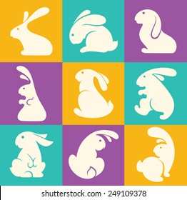 colorful easter rabbit collection