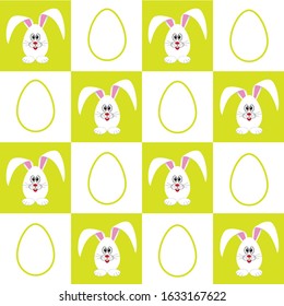 Colorful easter rabbit egg seamless pattern. Vector illustration.