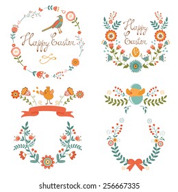Colorful Easter related elements collection. Vector illustration