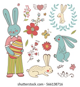 Colorful Easter related elements collection