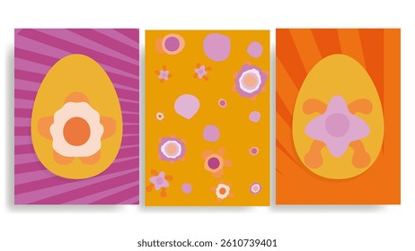 Colorful Easter Template Vector Background Set 