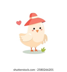 Colorful easter themed vector illustration with cute chicks birds. Happy Easter concept.