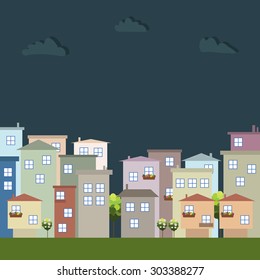 Colorful Eco City At Night, Apartments For Rent / Sale, Real Estate