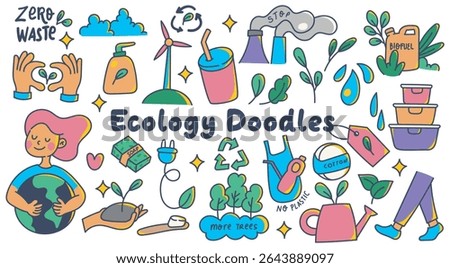 Colorful Eco Doodles Featuring Zero Waste and Green Living Concepts