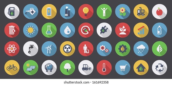 colorful ecology flat icons set