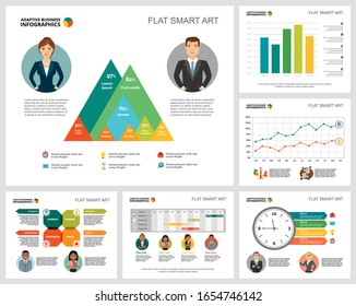 Colorful ecology or management concept infographic charts set. Business design elements for presentation slide templates. For corporate report, advertising, leaflet layout and poster design.