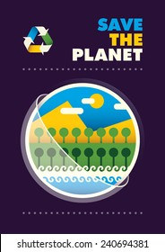 Colorful ecology poster. Vector illustration.