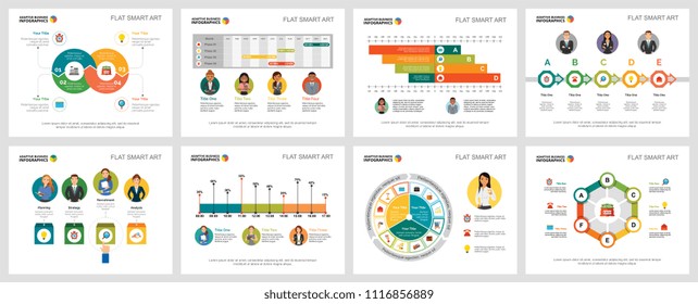 Colorful economy or research concept infographic charts set. Business design elements for presentation slide templates. For corporate report, advertising, leaflet layout and poster design.