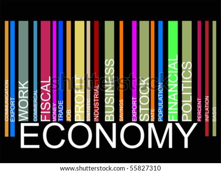 colorful economy text barcode, vector