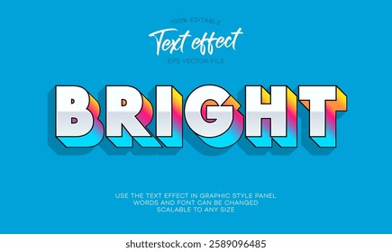 Colorful editable bold 3d font and text effect with bright gradient. Vector illustration