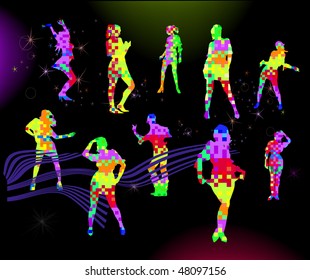 colorful editable silhouettes