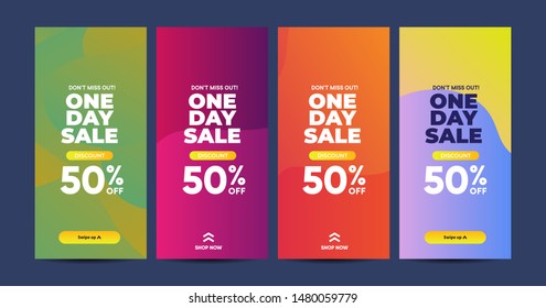 Colorful editable template for social networks stories