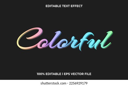 colorful editable text effect, lettering typography font style, trendy 3d text for tittle