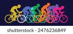 Colorful editable vector of cyclists group in a race poster background design for your championship community event	